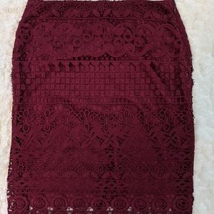 Loft Lace Wine Skirt